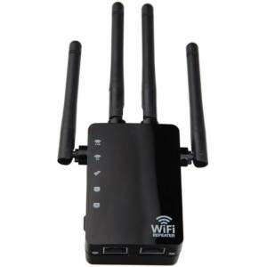 Ahlsen Amplificateur de signal WiFi sans fil Répéteur amélioré double bande 1 200 M Routeur haute puissance 2,4 et 5G (noir， 90x173x70mm