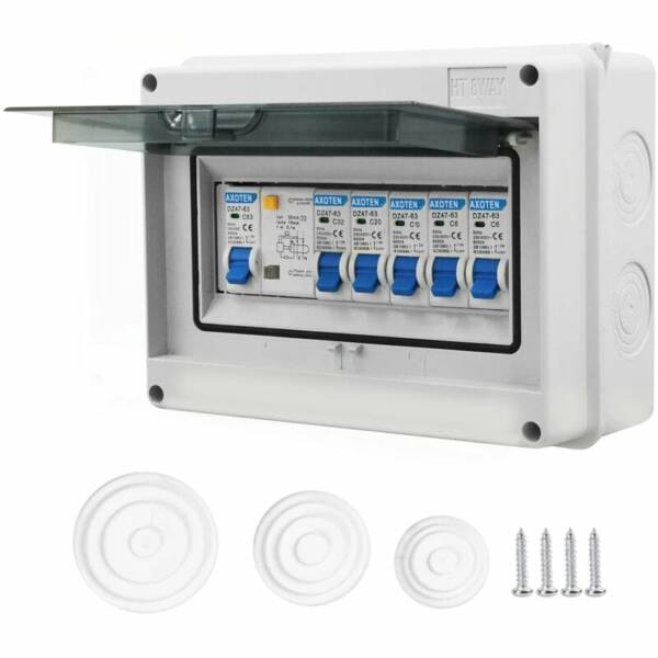 Panneau de Disjoncteur d'unité de Consommateur à 4 Voies, Boîte de Disjoncteur de Fuite,Tableau Electrique Etanch,Disjoncteurs électriques 63A,Commutateur D'air IP65