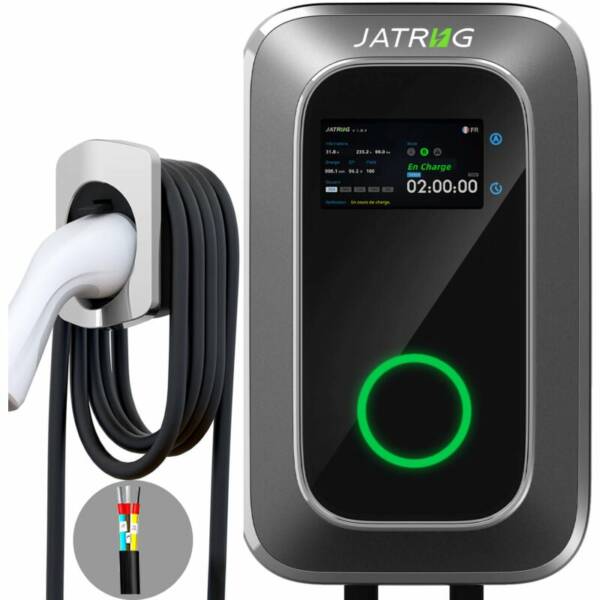 JATRHG S1 Borne de Recharge pour Véhicule Électrique 7kW 8M 32A Monophasé - Station de Charge Type 2 IEC 62196-2 - Chargeur Rapide EV Wallbox
