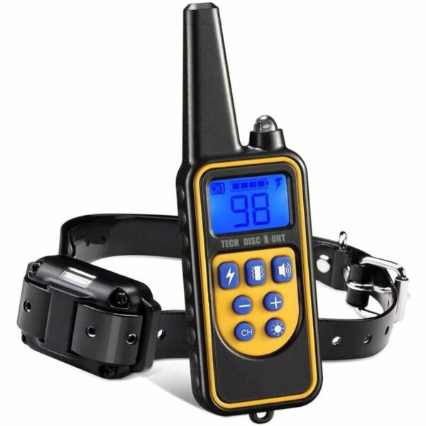 Collier de Dressage pour Chiens Rechargeable, Portée de 1000m, avec Mode Vibration, Son, Choc Statique et Lumière, IPX67 Résistant à L’Eau, Adapté communiquer avec Votre Chien, même à Distance