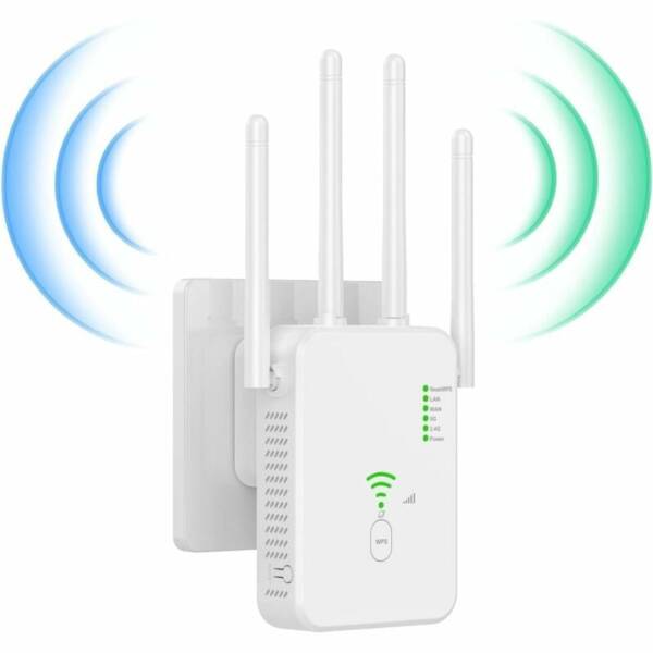 Répéteur WiFi Exterieur, 2025 Nouveau Amplificateur WiFi 1200Mbps, Répéteur WiFi Puissant sans Fil Double Bande 5GHz & 2.4GHz WiFi Extender, Compatible avec Toutes Les Box Internet Ethernet Port