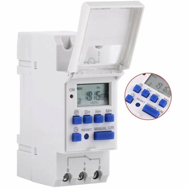 Programmateur Horaire Electrique Minuterie Relais Interrupteur Horaire Afficheur LCD Préréglage Hebdomadaire Programmable ( 220V )