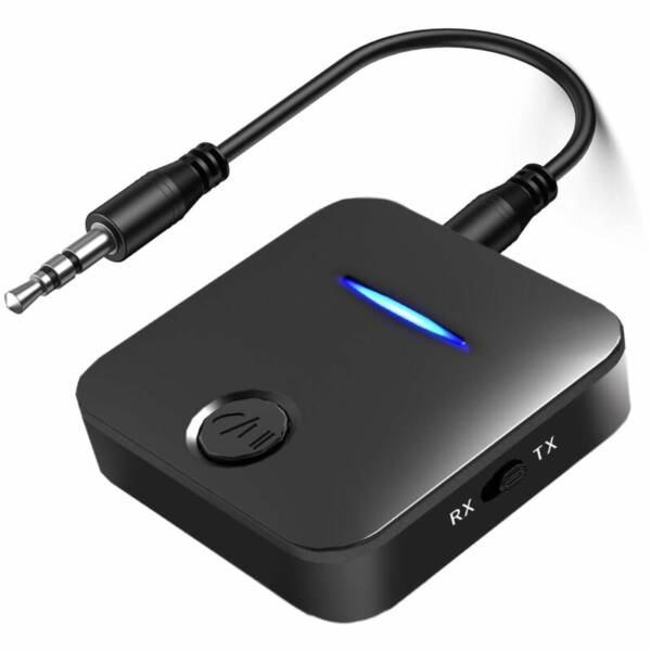 Émetteur Bluetooth 5.0,Récepteur Bluetooth Adaptateur Bluetooth avec Jack 3.5 mm Sortie Stéréo pour TV, PC, Téléphone et Home Cinéma