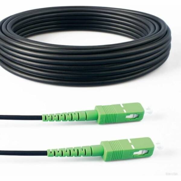 Elfcam - Câble Fibre Optique 200m (Noir, Acier Blindé) - SC/APC à SC/APC, OS2 Simplex Monomode 9/125µm, Résistant & Étanche - Installation Intérieure & Extérieure, Compatible Orange, SFR, Bouygues