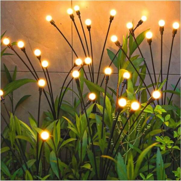 Lampes Solaires Exterieur,4 Pièces 10 LED Lumières Solaires Lucioles pour Jardin, Balcon,Lampe Solaire Exterieur Jardin Décoration,Étanche IP65,[Classe énergétique C] (Blanc Chaud)
